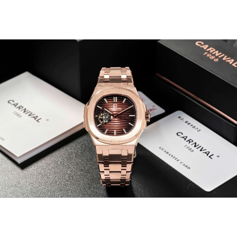 [Chính Hãng 100%] Đồng Hồ Nam  Carnival 8128G (8128) Máy Cơ (Automatic)Kính Sapphiare Siz 41 Dây The