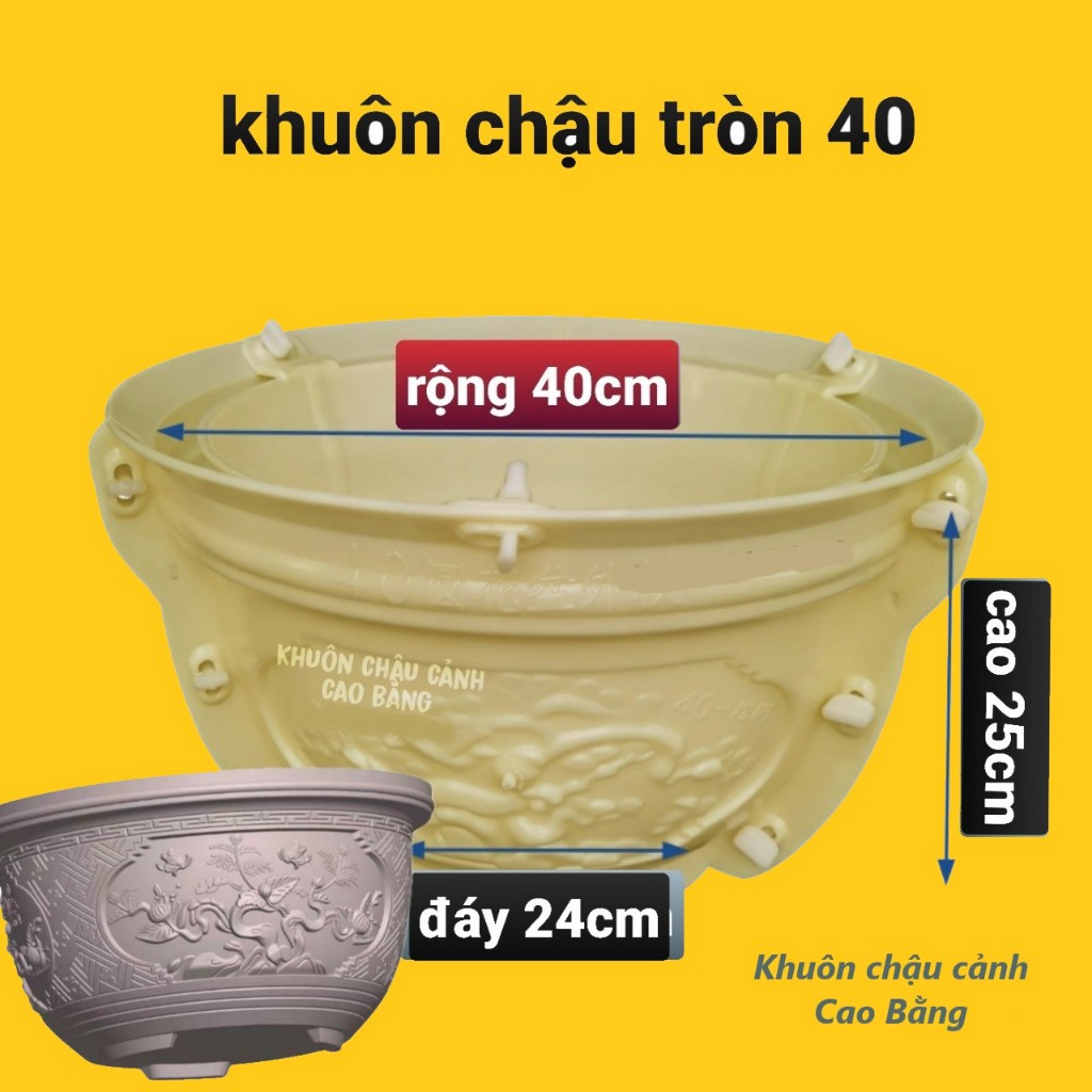 khuôn đúc chậu cảnh tròn 40 [khuôn chậu ABS có lòng trong]