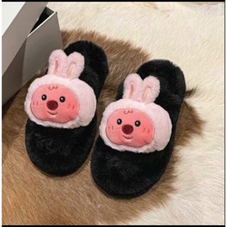 Dễ Thương Dép cotton Đế Dày Phối Lông Xinh Xắn Dành Cho Nữ