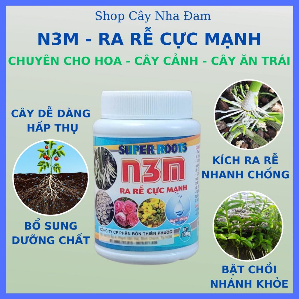 N3M Phân Bón Kích Thích Ra Rễ Cực Mạnh Cho Mọi Cây Trồng  (Lọ 100Gram)