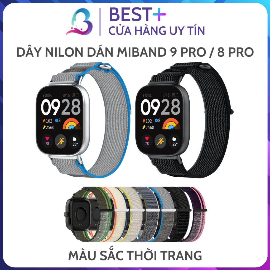 Dây Đeo Đồng Hồ Mi Band 9 Pro 8 Pro Vải Dệt Nilon Dán Phụ Kiện Mi band 9 BESTPLUS