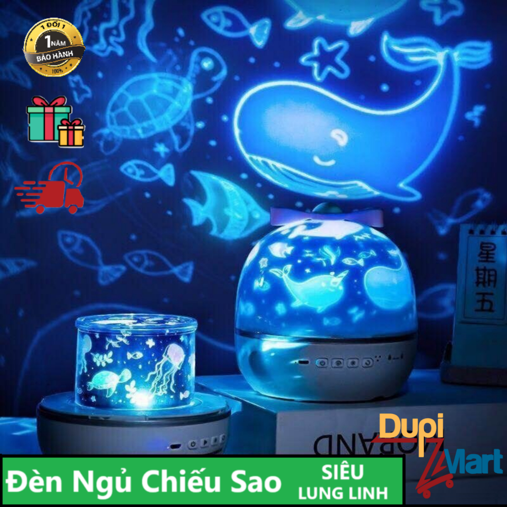 [SIÊU LUNG LINH] Đèn Ngủ Chiếu Sao Vũ Trụ, Cổ Tích, Đại Dương, Sinh Nhật, Giáng Sinh - Đèn LED 3D Xoay Tự Động Lãng Mạn