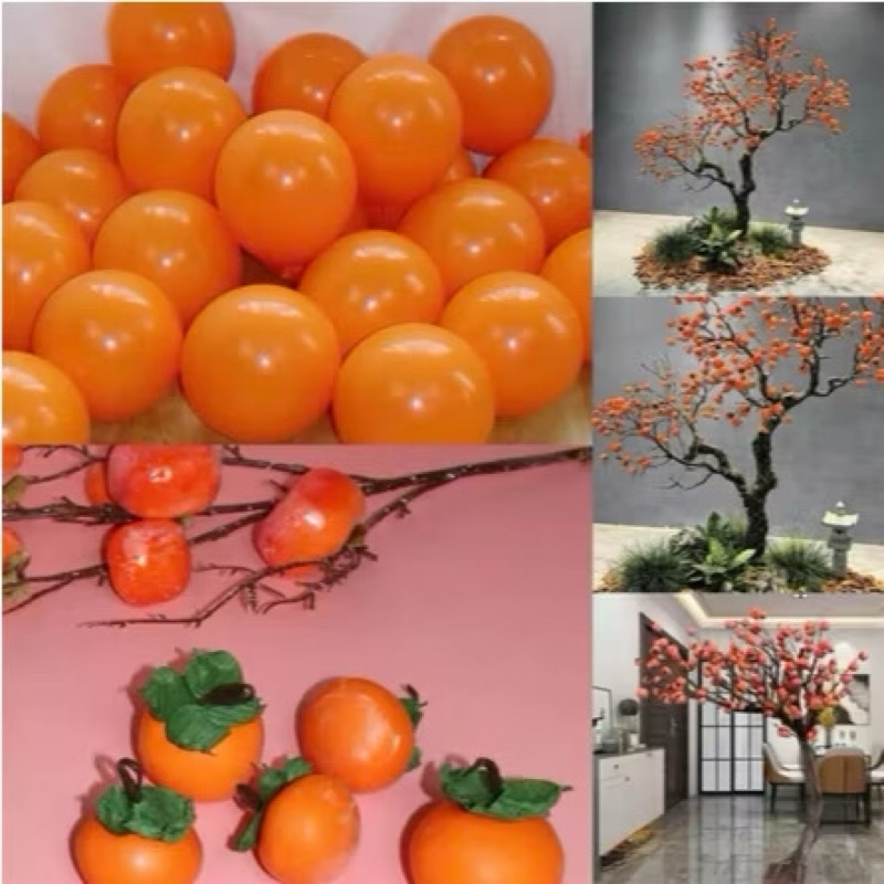 Bóng bay màu cam 100 quả làm quả Hồng trang trí Tết 2025,bóng cam làm quả Hồng