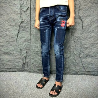 Quần dài jean nam D.S.Q Đen rách xước vá gối vải 4 cúc phong cách thời trang cao cấp mẫu mới