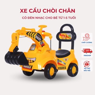 Xe cẩu chòi chân cho bé, xe cẩu đồ chơi có phát nhạc nhựa cứng cáp an toàn