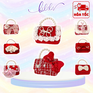  Túi xách bé gái màu đỏ may mắn đựng lì xì tết năm mới Túi đeo dự tiệc đi chơi phong cách sang trọng cho bé BOLALA BA028 
