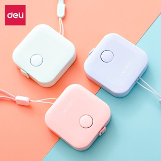 Thước Dây Cuộn Tự Động mini DELI 79650 1.5m có 2 đơn vị đo cm/inch màu Pastel dễ thương