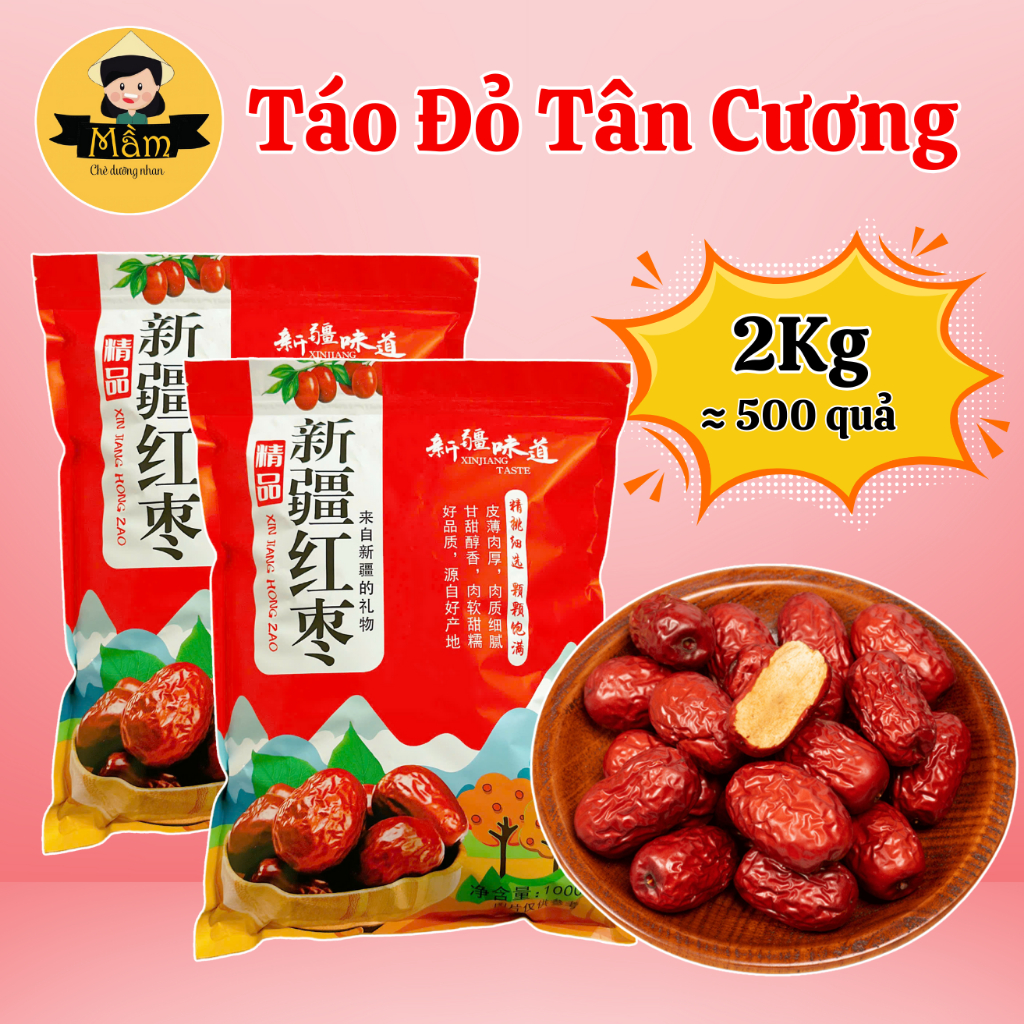 [Combo 2kg] Táo Đỏ Tân Cương Cô Mầm Foods - size táo vừa, mềm ngọt - nấu chè dưỡng nhan, ăn vặt, pha trà, nấu lẩu