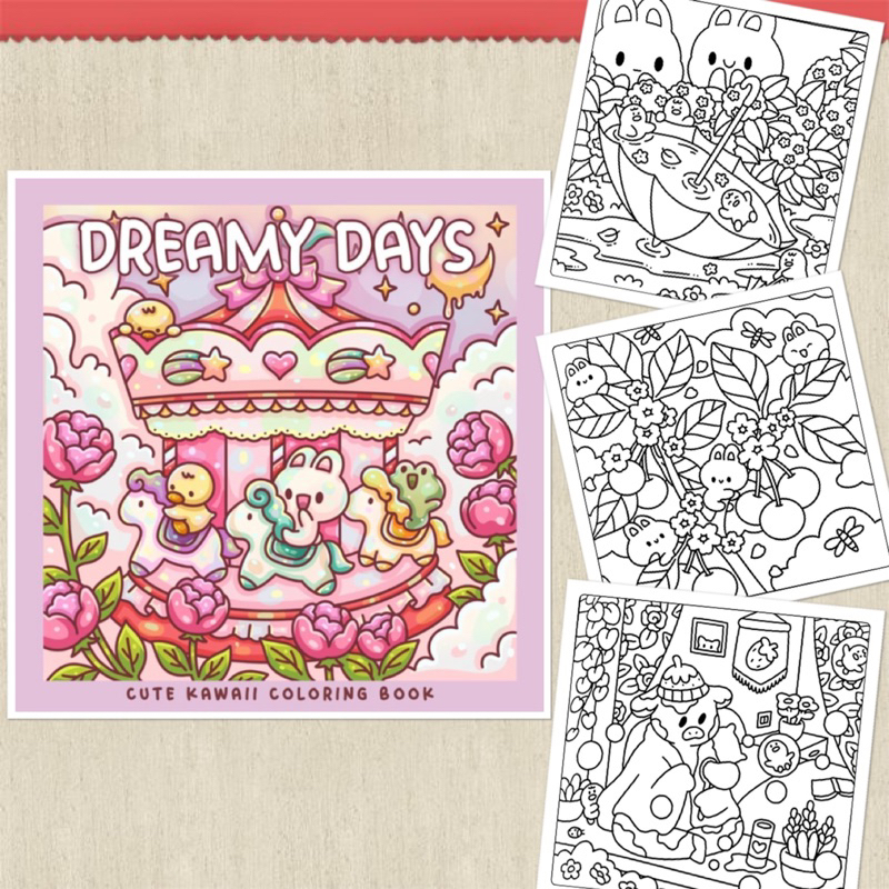 (Giấy 180gsm) Bộ tranh tô màu mùa xuân “DREAMY DAYS” gồm 32 tranh