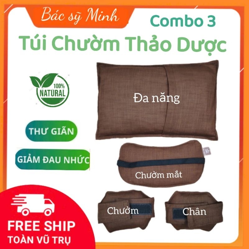 Combo 3 Túi Chườm Thảo Dược, Đa Năng Mắt Chân, Thư Giãn, giảm nhức mỏi