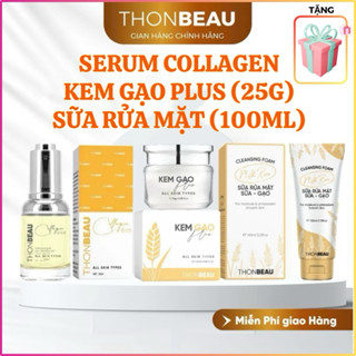  Kem gạo 25g + Serum collagen yến 20ml + Sữa rửa mặt Gạo 100ml dưỡng da trắng hồng 