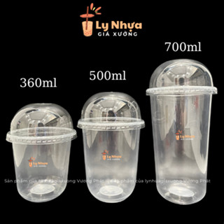 Lốc 50 Ly Nhựa Đáy Bầu 95mm PP Trơn Dày Dặn 360ml, 500ml, 650ml, 700ml Đựng Trà Sữa, Sinh Tố, Nước Épp để