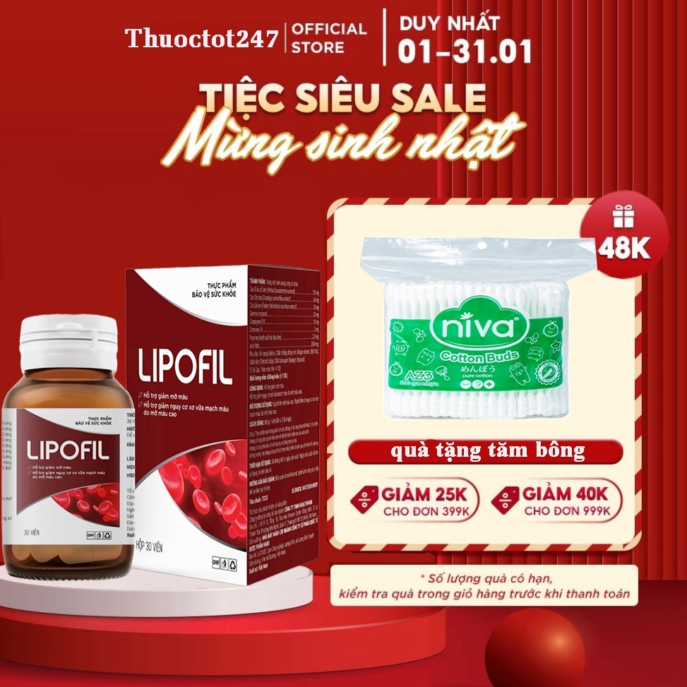 Viên uống Lipofil hỗ trợ mỡ máu