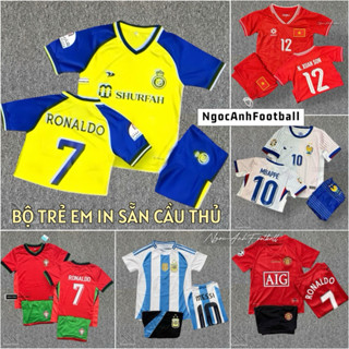 Quần Áo Bóng Đá Trẻ Em MU Sân Khách Ronaldo 2023/24 – In Sẵn Số 7, Áo Đá Banh Cho Bé, Mẫu Hot, Chất Đẹp