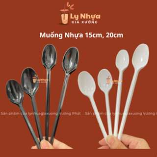 Bịch 100 Muỗng Nhựa 20cm Dùng 1 Lần, Muổng Nhựa Trà Sữa, Trà Trái Cây, Muổng Nhựa Ăn Cơm Ăn Cháo
