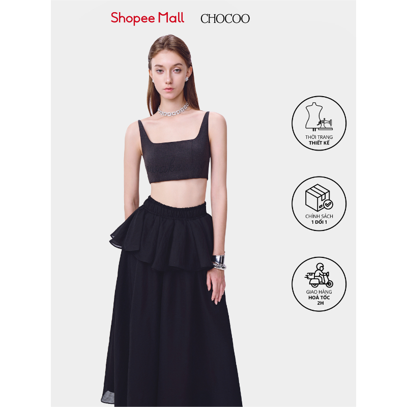 Áo ba lỗ Garnet Top đen CHOCOO Thiết Kế Sang Trọng