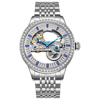  ĐỒNG HỒ NAM CHẠY CƠ CHÍNH HÃNG DULUNWE FULL ĐÁ LỘ CƠ TRONG SUỐT 