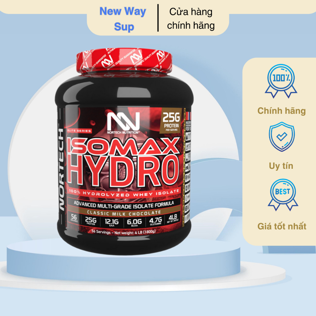 ISOMAX HYDRO Whey bò ăn cỏ (grass-fed) thủy phân cao cấp xuất xứ Nauy hộp 1,8kg