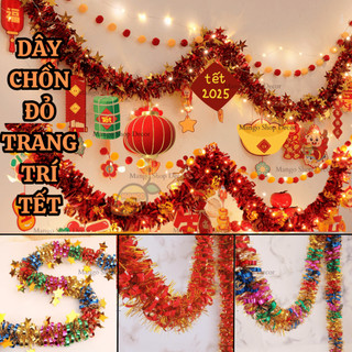  Dây Đuôi Chồn Kim Tuyến Màu Đỏ Đính Nhiều Màu Trang Trí Tết Âm Lịch Cây Thông Noel Giáng Sinh 