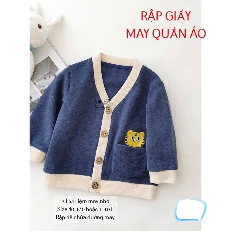 RT64_Rập giấy may áo cardigan bé trai