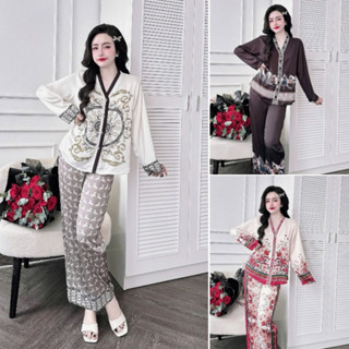 Bộ Pijama Tay Dài Quần Dài Hoạ Tiết Ngựa  Chất Lụa Latin Cao Cấp P8