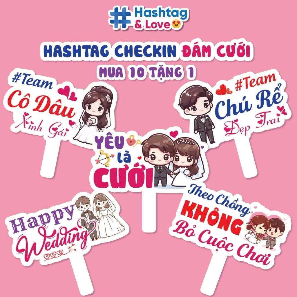 Hastag cầm tay đám cưới, bảng chụp ảnh cưới