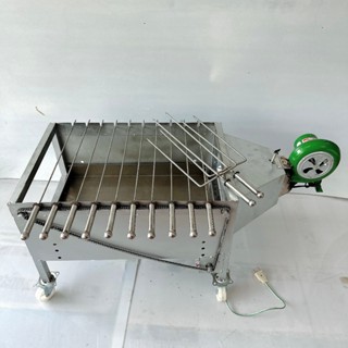 Máy nướng thịt, chả, gà vịt quay tự động 10 xiên - Bếp nướng có quạt thổi - Tặng kèm 2 xiên 3 và 10 xiên đơn INOX