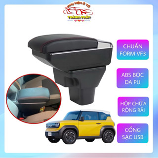 Bệ Tỳ Tay Ô Tô Vinfast VF3 - Hộp Tỳ Tay Xe VF3 Nhựa ABS Bọc Da PU Cao Cấp, Lắp Đặt Dễ Dàng