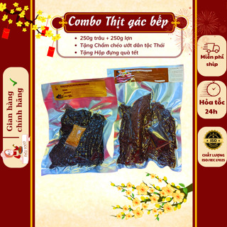 [GIÁ HỦY DIỆT]Combo Thịt trâu gác bếp 250 gram, Thịt lợn gác bếp Đậu Food ngon chuẩn vị Tây Bắc