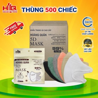 Khẩu Trang [ Thùng 500 Cái ] 5D Hoàng Quân Kháng Giọt , Bụi , Tia UV 3 Lớp Hàng Chính Hãng