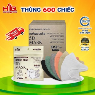 Khẩu Trang [ Thùng 600 Cái ] 5D Hoàng Quân Kháng Giọt , Bụi , Tia UV 3 Lớp Hàng Chính Hãng