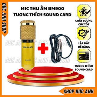 Mic Thu Âm BM900 Kết Hợp Với Nhiều Dòng Sound Card Như K10 Và K300, H9, V8, V10 Gồm Mic Và Dây Mic