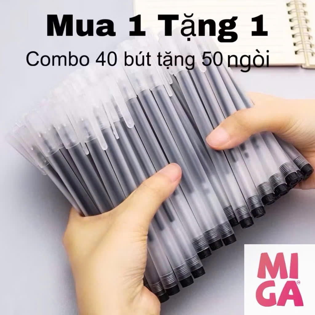 (Tặng 50 Ngòi) Mua 40 bút bi gel MiGa viết gel bút nước đen xah đỏ ngòi 0,5mm bút gel viết cực thích