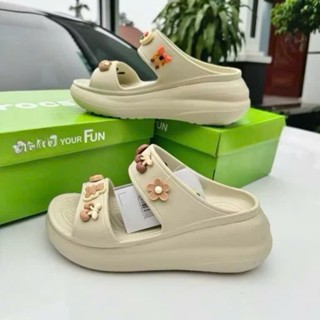 [Có Logo] Dép nữ 2 quai Đế Cao 6cm -  Sandal Nữ Đế Cao, tặng kèm 12 charm 3D