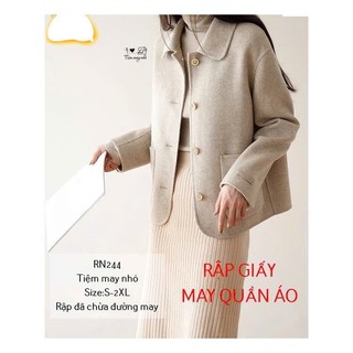 RN244_Rập giấy may áo khoác dạ lông cừu nữ