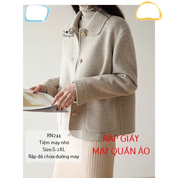 RN244_Rập giấy may áo khoác dạ lông cừu nữ
