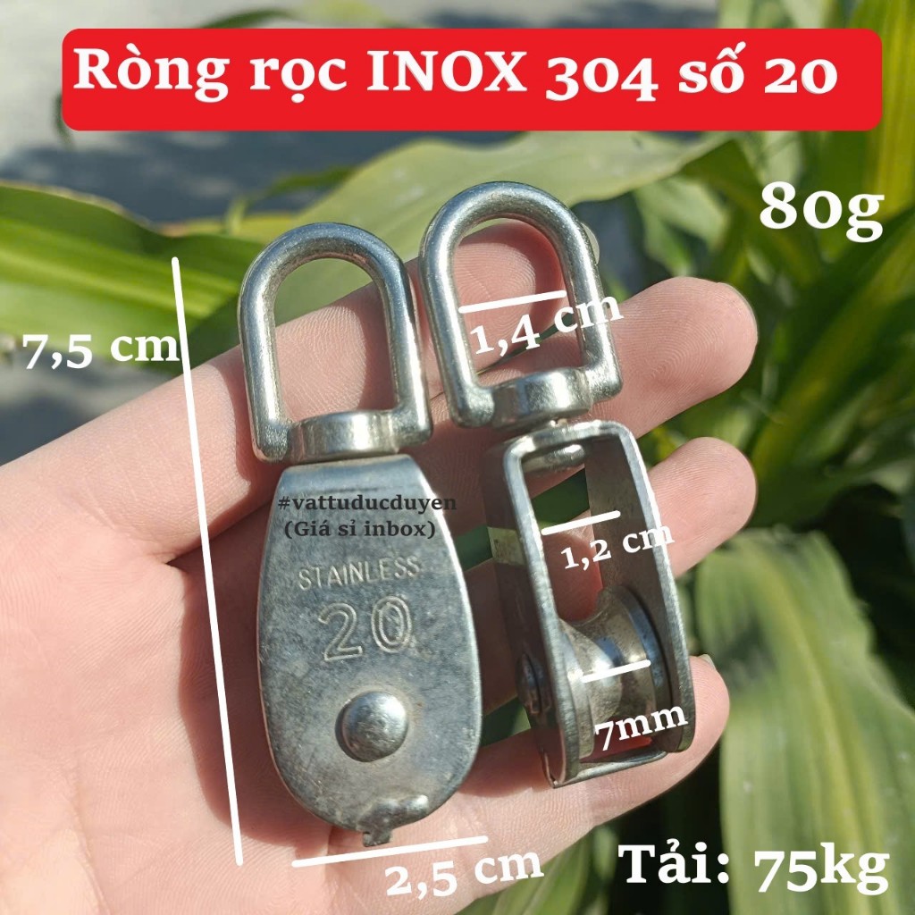 Ròng rọc INOX 304 số 20 - Tải 75kg