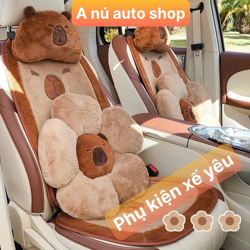 Bộ lót ghế và gối tựa lưng hình chuột Capybara