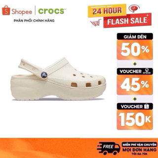 [ CHÍNH HÃNG ] GIÀY CLOG NỮ CROCS PLATFORM CLASSIC - BONE Giày Dép Đế Cao