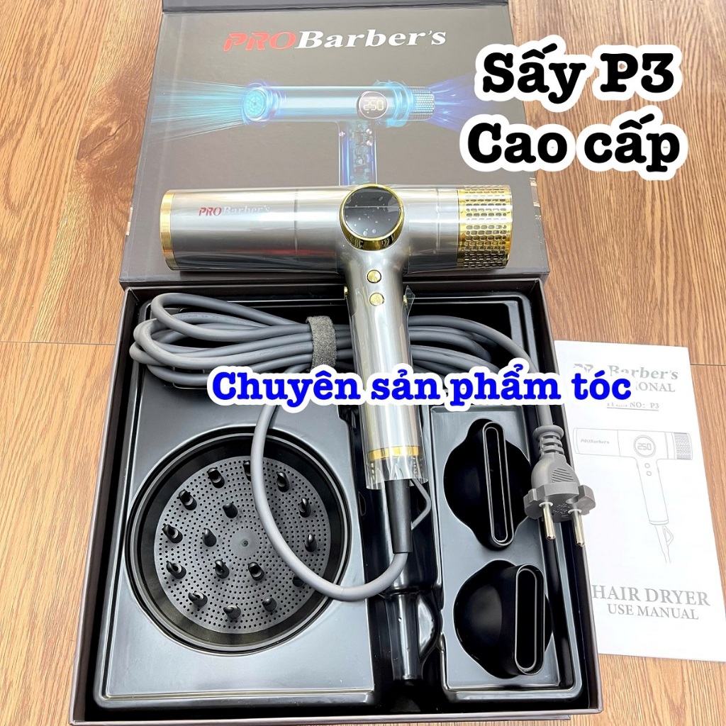 ✅PRO Barber Máy Sấy Tóc Cao Cấp PRO BARBER P3 Công Suất 2100W Siêu Nhẹ 400g 3 Mức Nhiệt 3 Cấp Tốc Độ