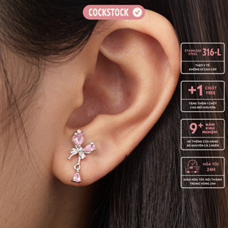 Khuyên tai bướm thả đá BUTTERFLY WINGS DROP ROUND DIAMOND COCKSTOCK
