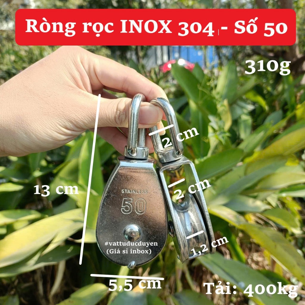 Ròng rọc INOX 304 số 50 - Tải 400kg