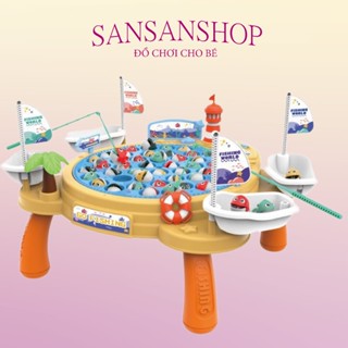  Đồ chơi bàn câu cá xoay 45 con cá có chân kèm khay đựng cá có nhạc và đèn cho bé 