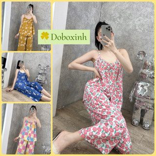 Đồ Bộ Tole Nữ Mặc Nhà, Bộ Lanh Áo Dây Quần Suông 8 Tấc VNXK (45-68kg) doboxinh