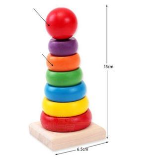 Đồ chơi giáo dục tháp vòng tròn mini bằng gỗ cho bé