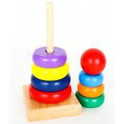 Đồ chơi giáo dục tháp vòng tròn mini bằng gỗ cho bé