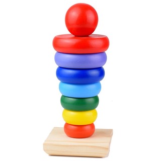 Đồ chơi giáo dục tháp vòng tròn mini bằng gỗ cho bé