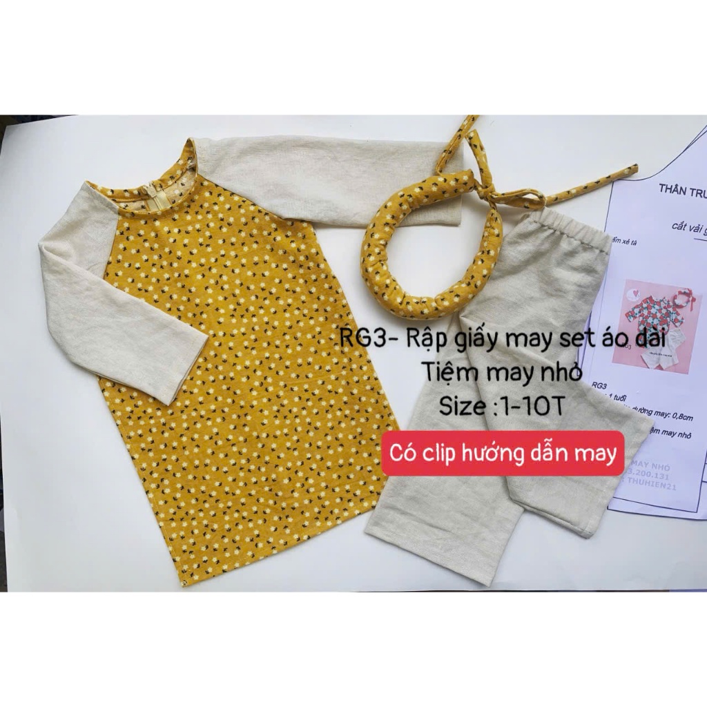 RG3_ Rập giấy may áo dài+ quần bé gái