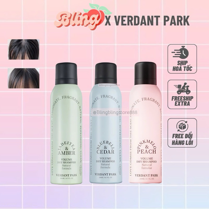 [HOẢ TỐC 2H] VERDANT PARK Xịt Gội Khô Giúp Phồng Chân Tóc, Sạch Dầu, Hết Bết Dính