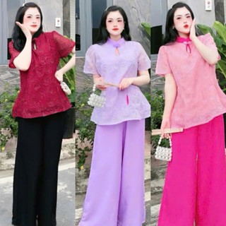  Set Thiết Kế Cao Cấp Đồ Bộ Nữ Đi Chùa Tết Cổ Tàu Thêu Kim Tuyến Hoa Hồng Hoa Nổi Chỉ 2 Lớp Bigsize 50-95Kg 